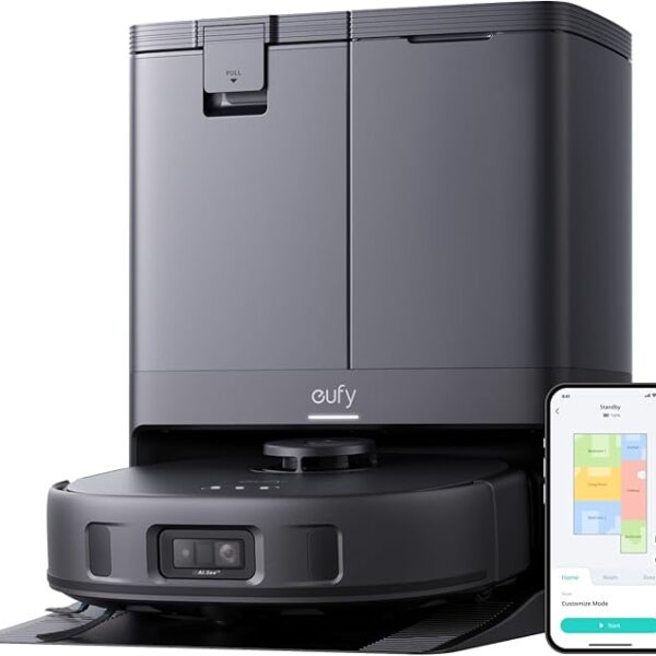 หุ่นยนต์ดูดฝุ่นและถูพื้น eufy X10 Pro Omni คอมโบ พลังดูด 8,000 Pa ไม้ถูพื้นคู่ พร้อมระบบยกอัตโนมัติ 12 มม. และตรวจจับพรม ระบบหลีกเลี่ยงสิ่งกีดขวางด้วย AI เครื่องถูพื้นอัตโนมัติ การเช็ดแห้งอัตโนมัติ ระบบกำจัดขยะอัตโนมัติ เติมน้ำอัตโนมัติ